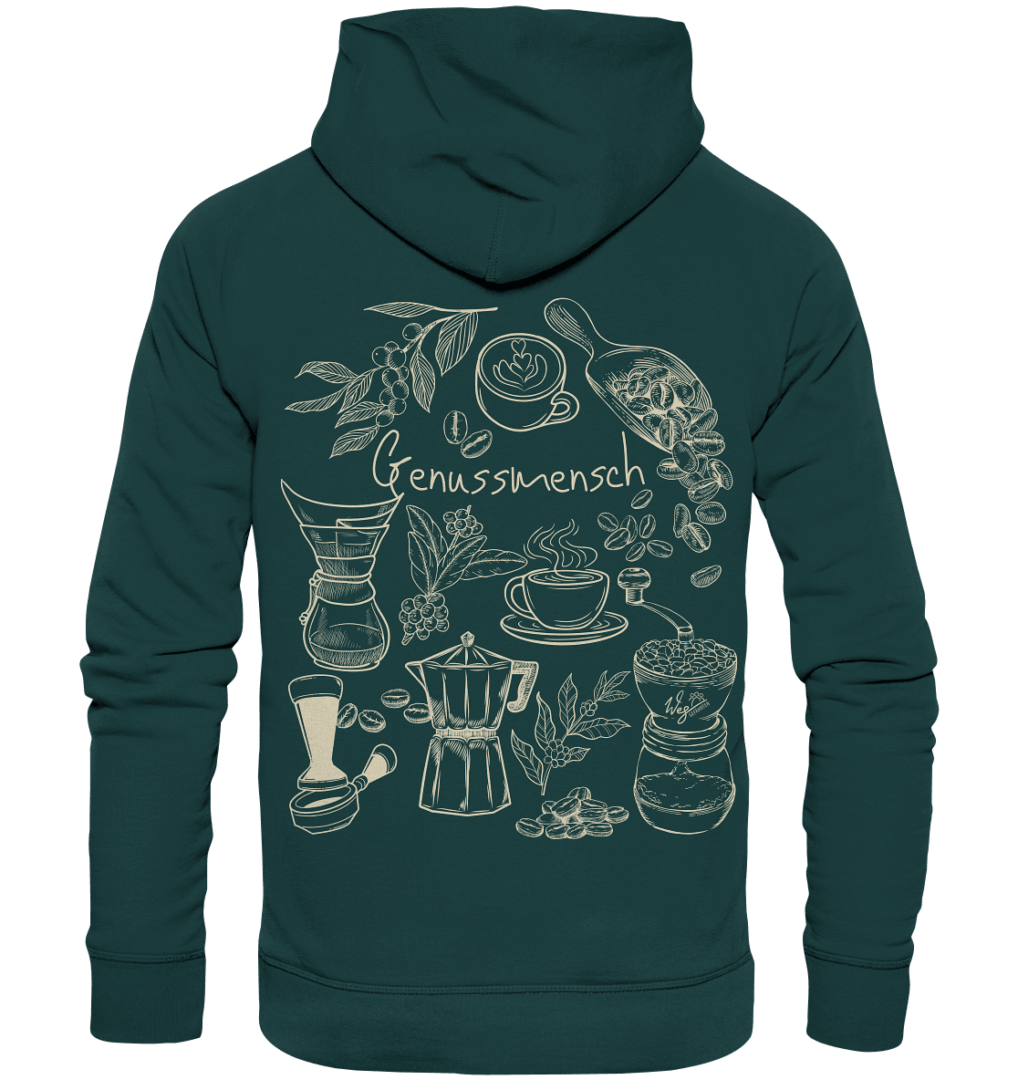 Genussmensch (Backprint) - Organic Hoodie - Weggefährten Mindset