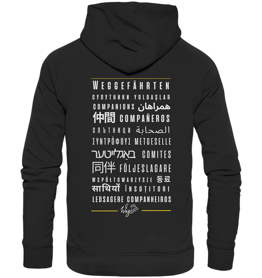 Weggefährten Sprache (weiß / Backprint) - Organic Hoodie - Weggefährten Mindset