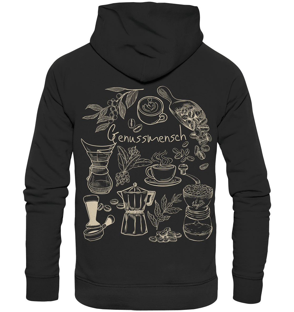Genussmensch (Backprint) - Organic Hoodie - Weggefährten Mindset
