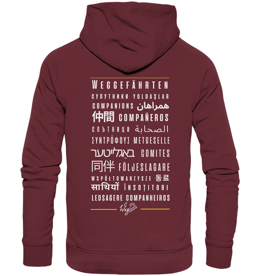 Weggefährten Sprache (weiß / Backprint) - Organic Hoodie - Weggefährten Mindset