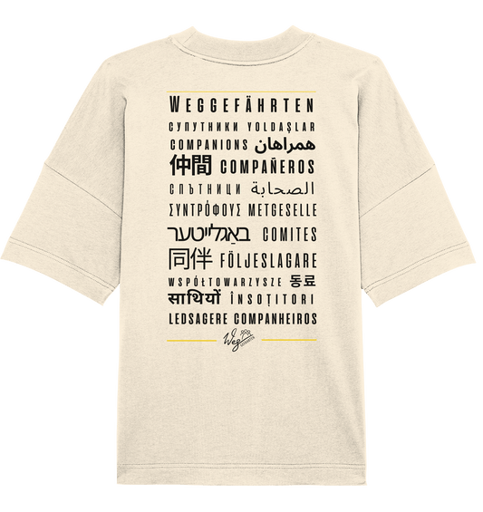 Weggefährten Sprachen (schwarz / Backprint) - Organic Oversize Shirt - Weggefährten Mindset