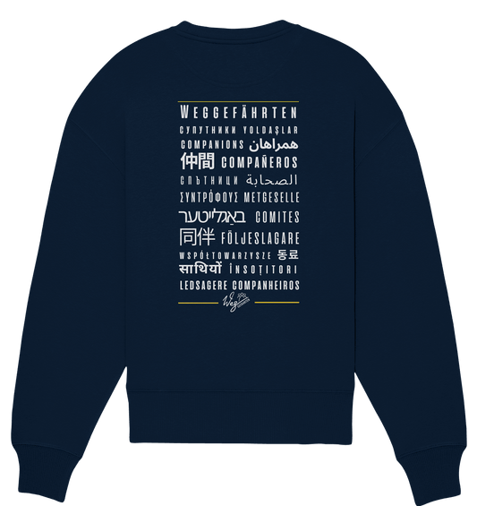 Weggefährten Sprache (weiß / Backprint) - Organic Oversize Sweatshirt - Weggefährten Mindset