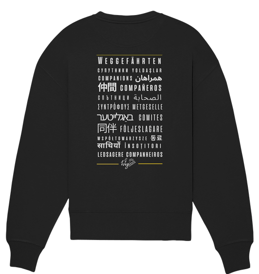 Weggefährten Sprache (weiß / Backprint) - Organic Oversize Sweatshirt - Weggefährten Mindset