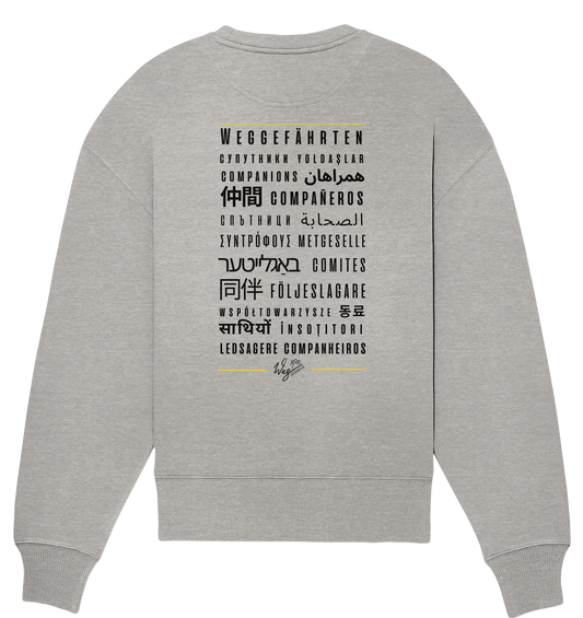 Weggefährten Sprachen (schwarz / Backprint) - Organic Oversize Sweatshirt - Weggefährten Mindset