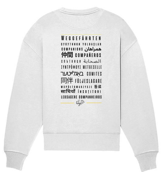 Weggefährten Sprachen (schwarz / Backprint) - Organic Oversize Sweatshirt - Weggefährten Mindset
