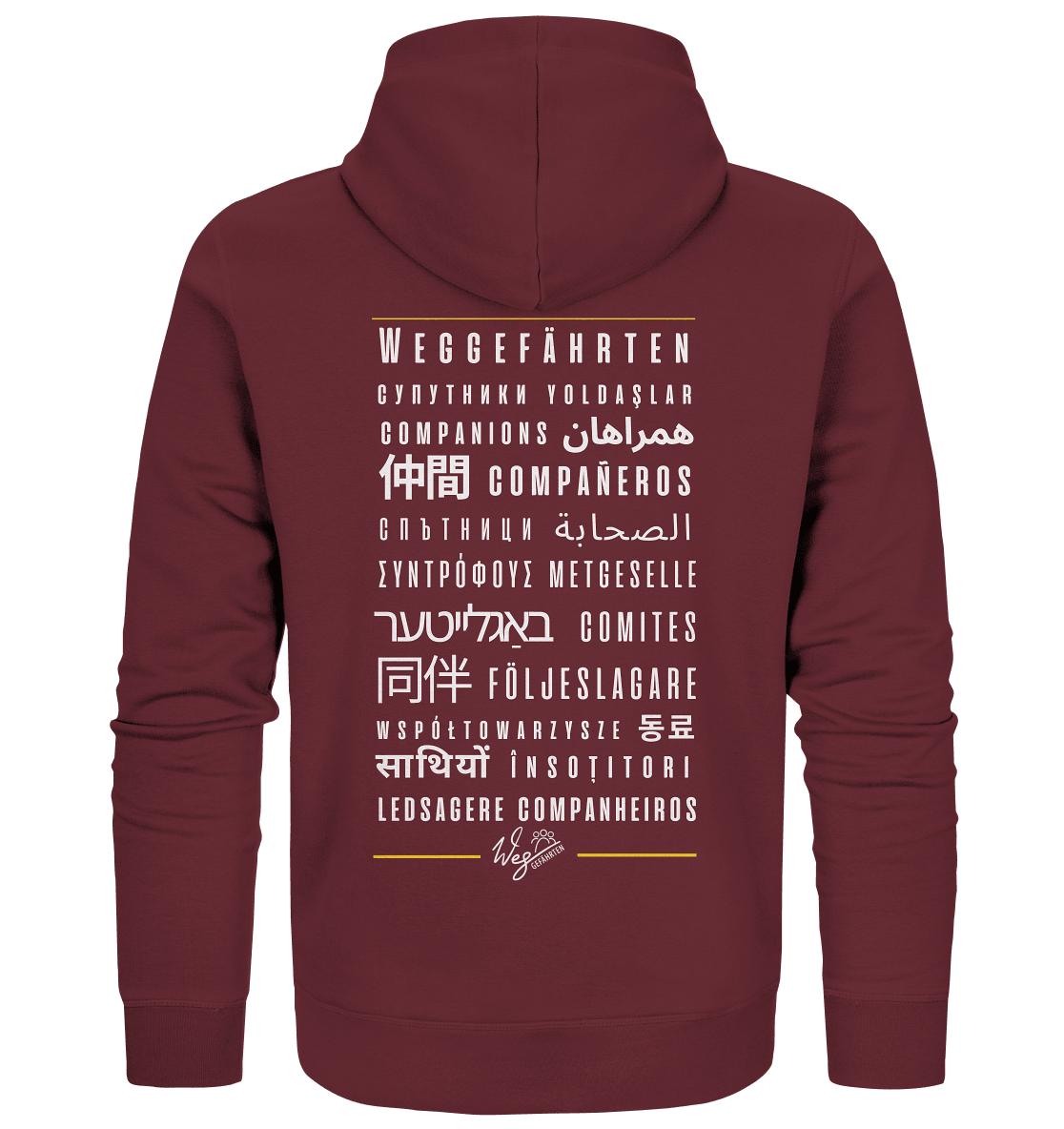 Weggefährten Sprache (weiß / Backprint) - Organic Zipper - Weggefährten Mindset
