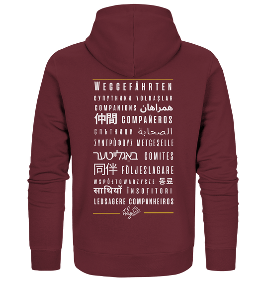 Weggefährten Sprache (weiß / Backprint) - Organic Zipper - Weggefährten Mindset