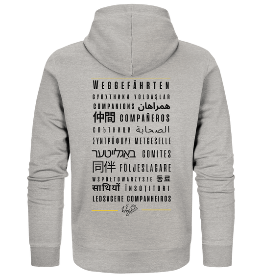 Weggefährten Sprachen (schwarz / Backprint) - Organic Zipper - Weggefährten Mindset