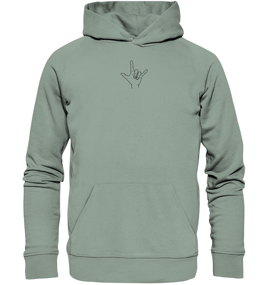 I Love You (Gebärde) - Stick / Schwarz - Organic Hoodie (Stick) - Weggefährten Mindset