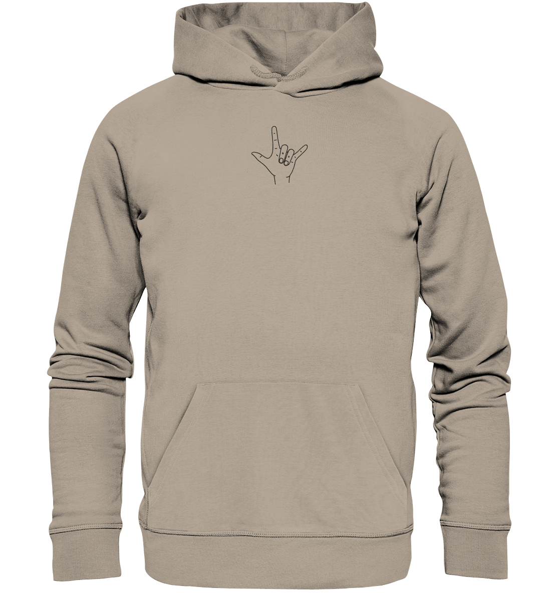 I Love You (Gebärde) - Stick / Schwarz - Organic Hoodie (Stick) - Weggefährten Mindset