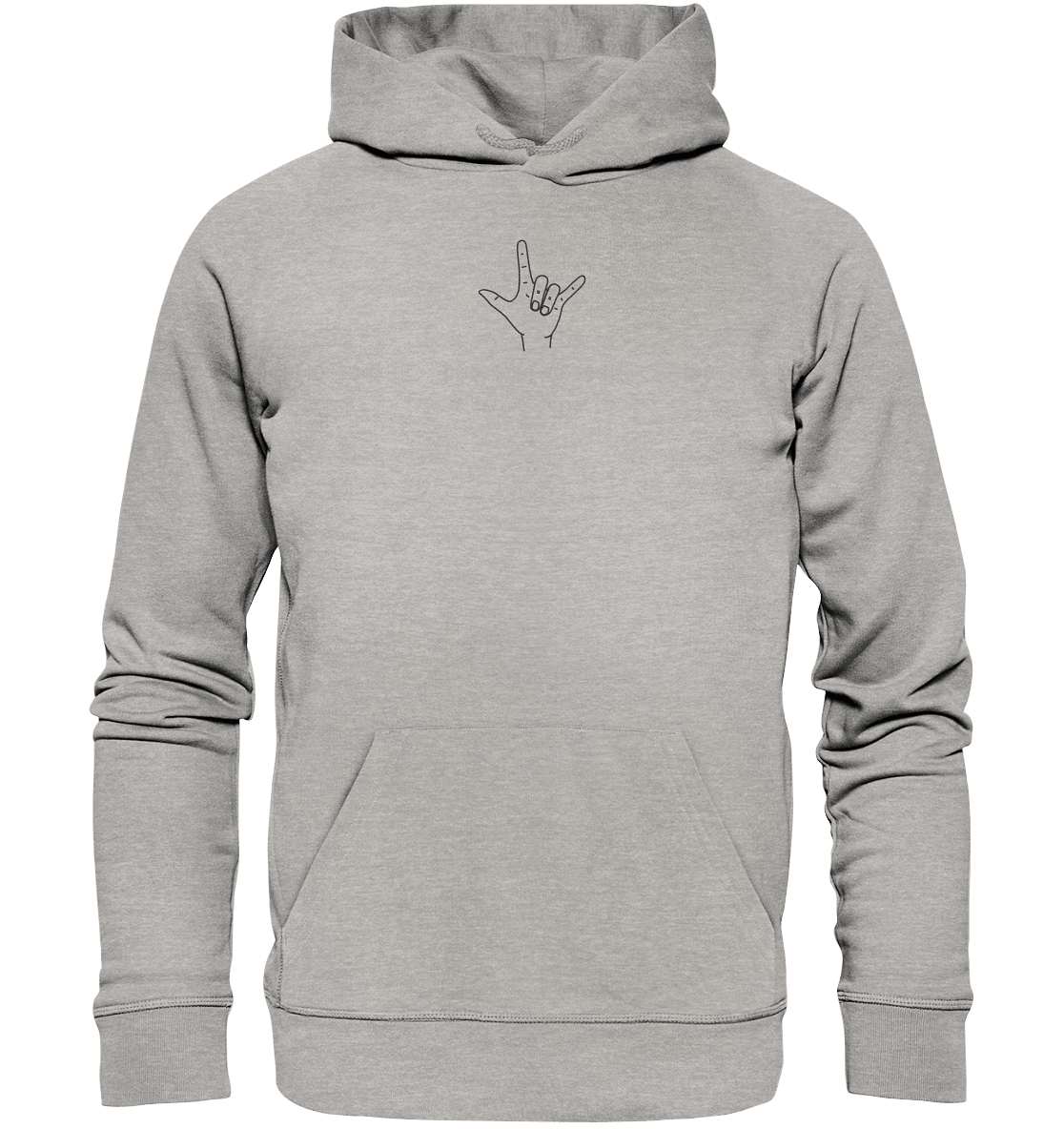 I Love You (Gebärde) - Stick / Schwarz - Organic Hoodie (Stick) - Weggefährten Mindset