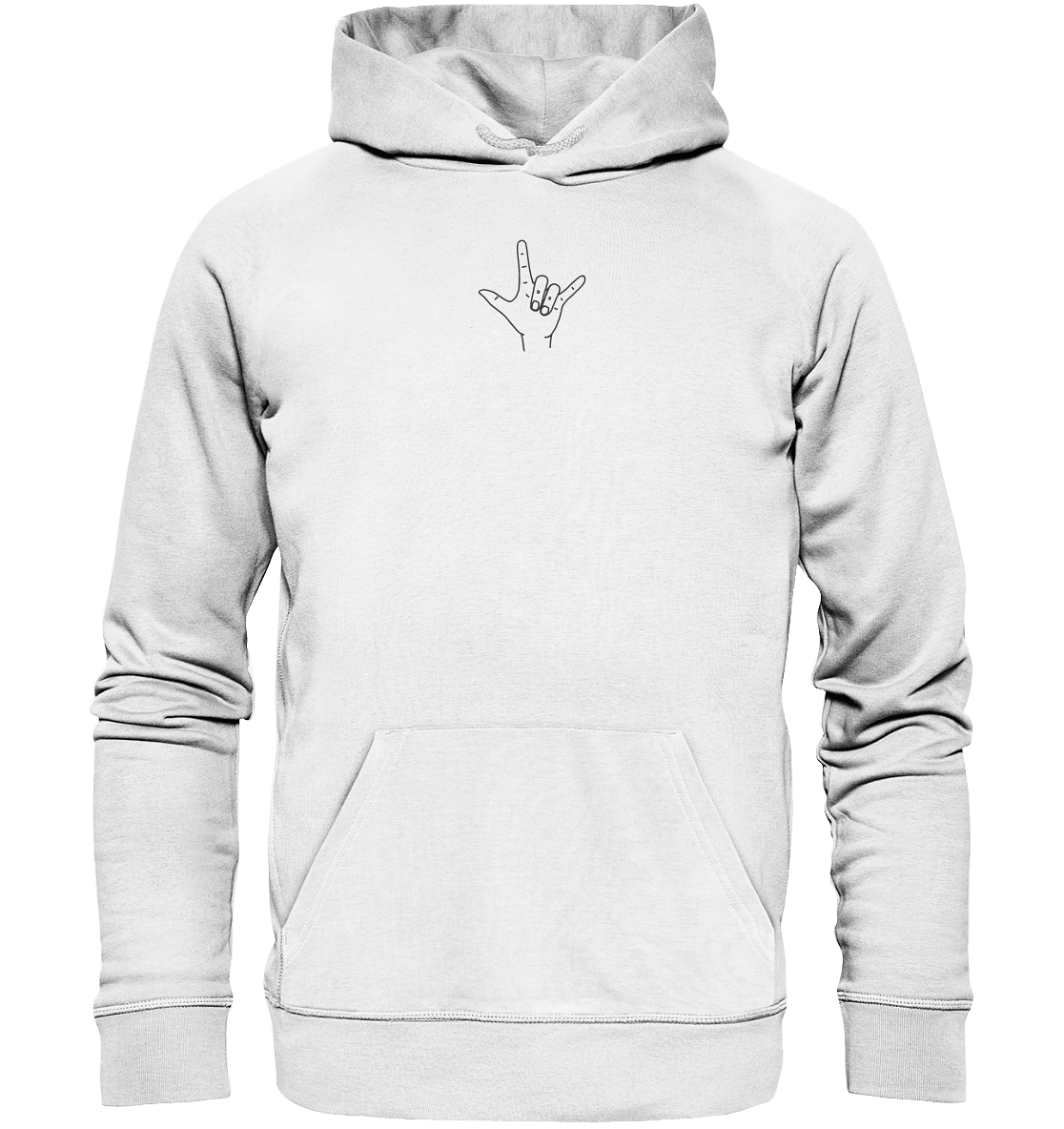 I Love You (Gebärde) - Stick / Schwarz - Organic Hoodie (Stick) - Weggefährten Mindset
