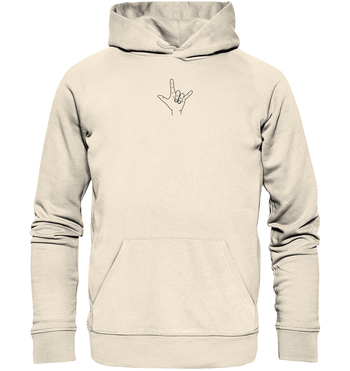 I Love You (Gebärde) - Stick / Schwarz - Organic Hoodie (Stick) - Weggefährten Mindset