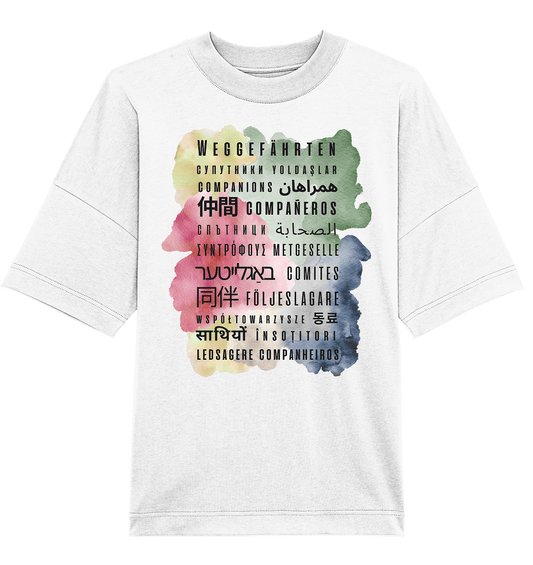 Weggefährten Sprachen (bunt) - Organic Oversize Shirt - Weggefährten Mindset