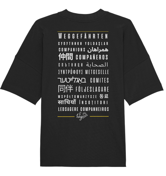 Weggefährten Sprache (weiß / Backprint) - Organic Oversize Shirt